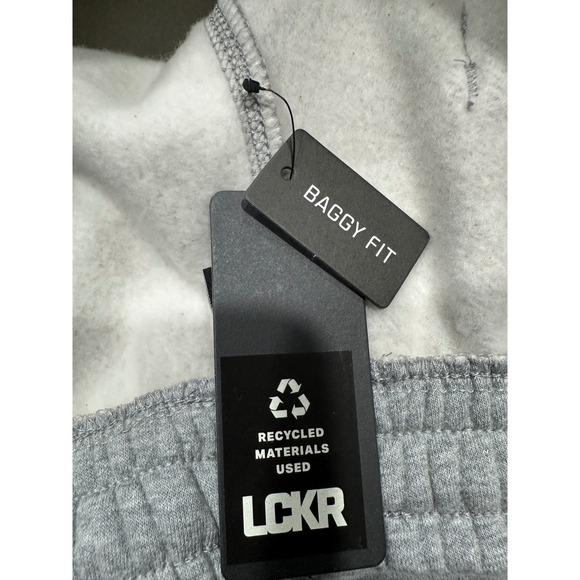 LCKR Mens Baggy Fit Fleece Cargo Sweatpants Heather Grey Large NWT Wide Leg - Picture 10 of 13